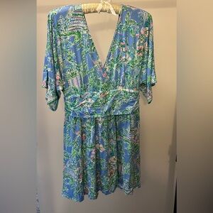 Lilly Pulitzer Blue and Green Floral Romper